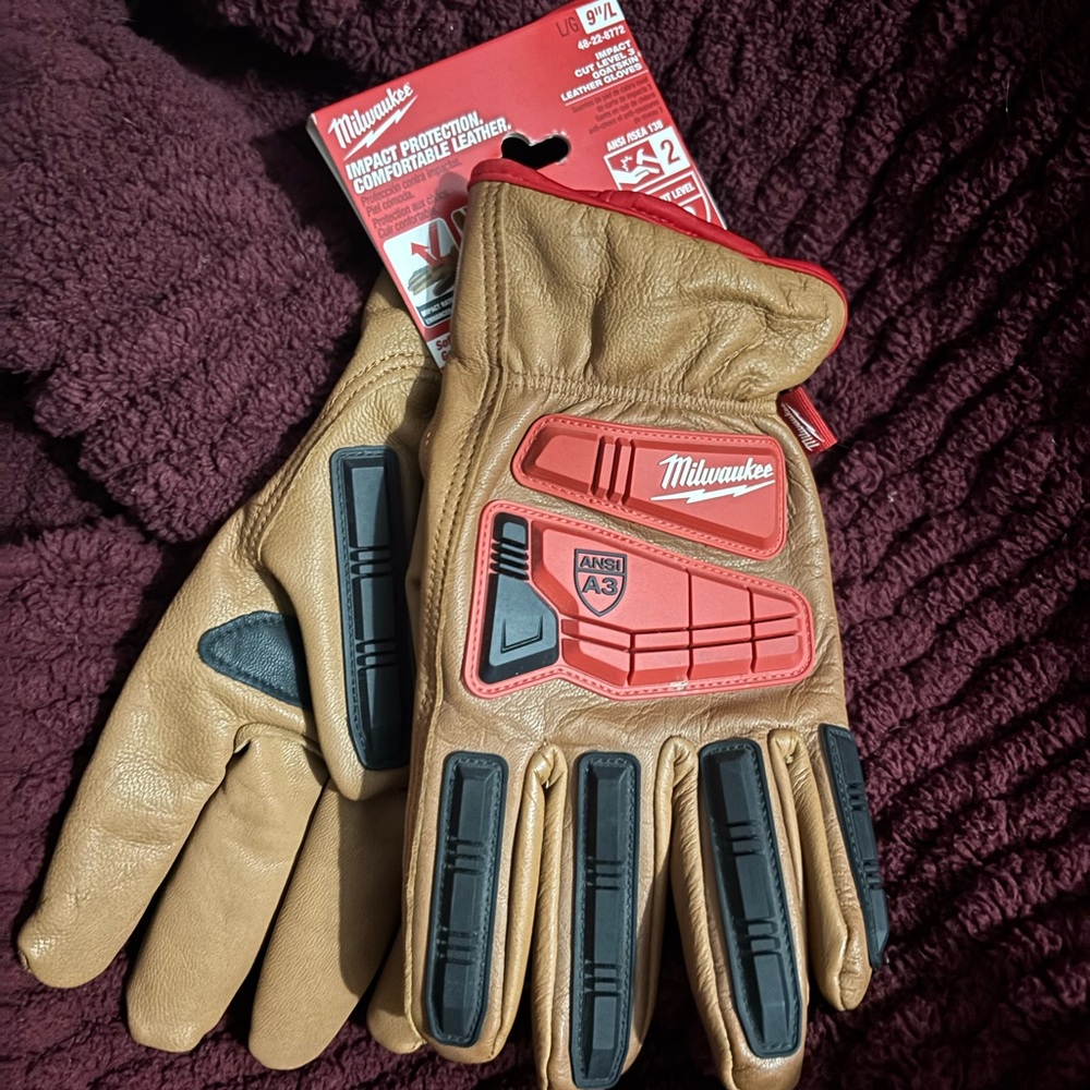 Milwaukee Impact Protection Leather Work Gloves NEW Large